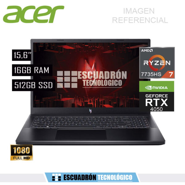 LAPTOP ACER NITRO V15 AMD RYZEN 7 7735HS / RTX 4050 6 GB / 16 GB RAM DDR5 /  512GB SSD NVME / 15.6 FHD 144HZ