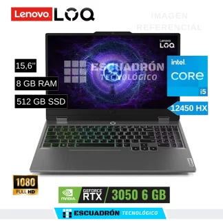 LAPTOP LENOVO LOQ INTEL CORE I5 12450HX / RTX 3050 6 GB / 8 GB RAM DDR5 / 512 GB SSD NVME / 15,6'' FHD 144Hz