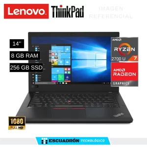 LAPTOP LENOVO THINKPAD A485 / AMD RYZEN 7 2700U / 8 GB DDR4 / 256 GB SSD / 14'' FHD