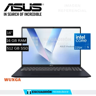LAPTOP ASUS VIVOBOOK 16 / INTEL CORE 5 225H / 16 GB DDR4 / 512 GB SSD / 16'' WUXGA
