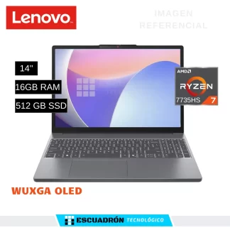 LAPTOP LENOVO IDEAPAD SLIM 3 / AMD RYZEN 7 7735HS / 16 GB DDR4 / 512 GB SSD / 14″ WUXGA OLED