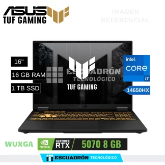 LAPTOP ASUS TUF GAMING F16 / INTEL CORE I7 14650HX / RTX 5070 8GB / 16 GB RAM / 1TB SSD NVME / 16'' WUXGA