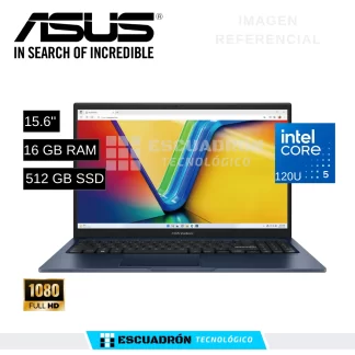 LAPTOP ASUS VIVOBOOK X15 / INTEL CORE 5 120U / 16GB DDR4 / 512 GB SSD / 15.6" FHD