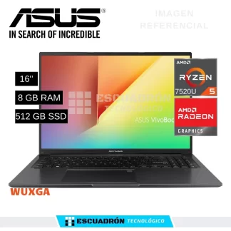 LAPTOP ASUS VIVOBOOK 15 / AMD RYZEN 5 7520U / 8GB DDR4 / 512 GB SSD / 16" WUXGA