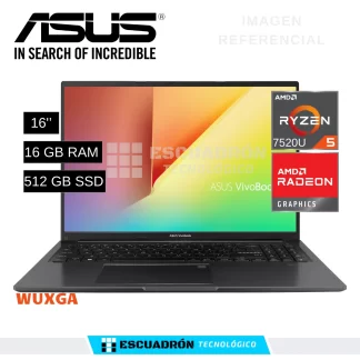 LAPTOP ASUS VIVOBOOK 15 / AMD RYZEN 5 7520U/ 16GB DDR4 / 512 GB SSD / 16" WUXGA