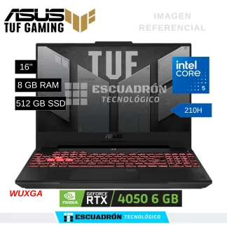 LAPTOP ASUS TUF GAMING F16 / CORE 5 210H / RTX 4050 6GB / 8 GB RAM / 512 GB SSD NVME / 16'' WUXGA