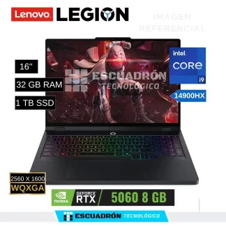 LAPTOP LENOVO LEGION PRO5 / INTEL CORE I9 14900HX / RTX 5060 8GB / 32 GB RAM DDR5 / 1 TB SSD NVME / 16'' WQXGA 165Hz